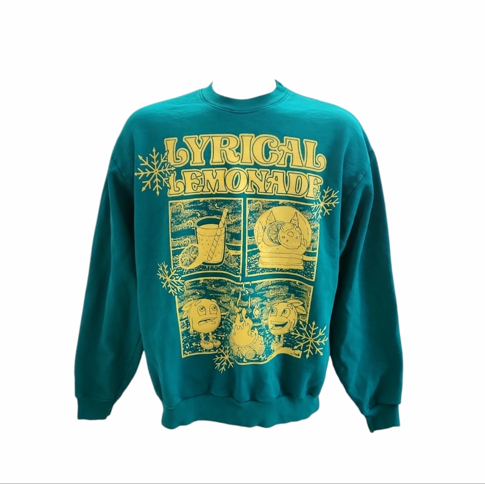 Lyrical Lemonade Graphic Winter Crewneck Size Large Unisex Adult Green Yellow